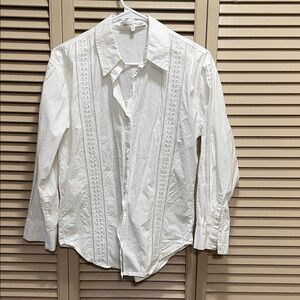 English Factory White Button-Up eyelet lace Shirt